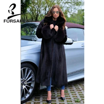 FURSARCAR Whole Skin Fashion New Real Mink Fur Coat Women With Turn-down Collar England Style Female 120 CM Long Mink Fur Coat
FURSARCAR Whole Skin Fashion New Real Mink Fur Coat Women With Turn-down Collar England Style Female 120 CM Long Mink Fur Coat