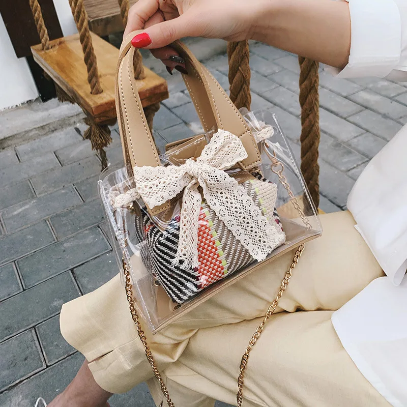 JI HAO Original Design Female Shoulder Bags Transparent PU Crossbody Bag For Women Fashion Bow Hangbags Small Clear Bucket Bag
JI HAO Original Design Female Shoulder Bags Transparent PU Crossbody Bag For Women Fashion Bow Hangbags Small Clear Bucket Bag