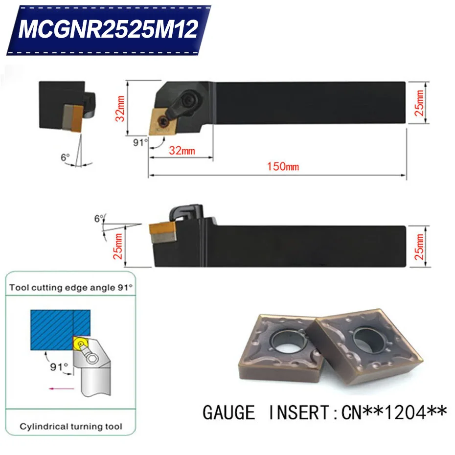 MCGNR2525M12 91 Degree External Turning Lathe Bar Tool Holder For CNMG120408 CNMG120404 Used on CNC Lathe Machine
MCGNR2525M12 91 Degree External Turning Lathe Bar Tool Holder For CNMG120408 CNMG120404 Used on CNC Lathe Machine