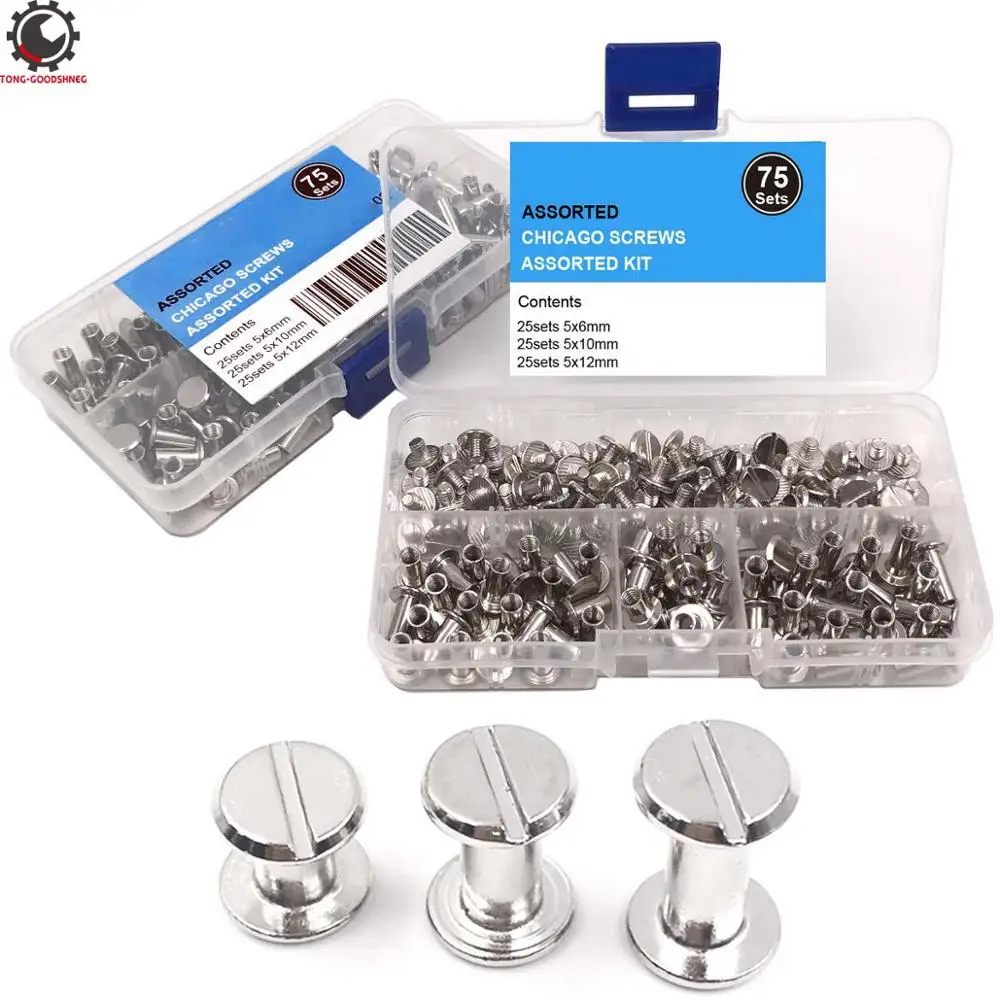 75 Sets Silvery Chicago Screws Screw Posts Metal Accessories Nail Rivet Chicago Button Round Flat Head Stud Screw
75 Sets Silvery Chicago Screws Screw Posts Metal Accessories Nail Rivet Chicago Button Round Flat Head Stud Screw