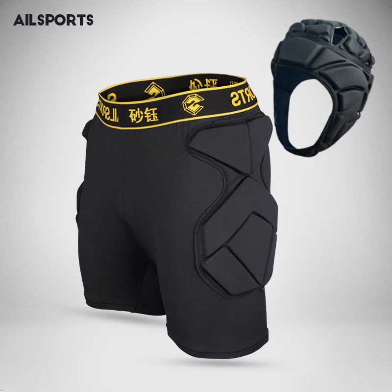 Image New Goalkeepers Football Shorts Men Soccer Training Tights Shorts Futbol Protection Sponge Roller Skating Shorts Crash Tackles