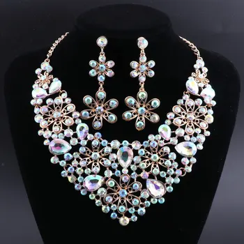 OEOEOS Fashion Women Wedding Necklaces Sets Vintage Flower Crystal Choker Necklace & Earrings Pendants Jewelry Sets
OEOEOS Fashion Women Wedding Necklaces Sets Vintage Flower Crystal Choker Necklace & Earrings Pendants Jewelry Sets