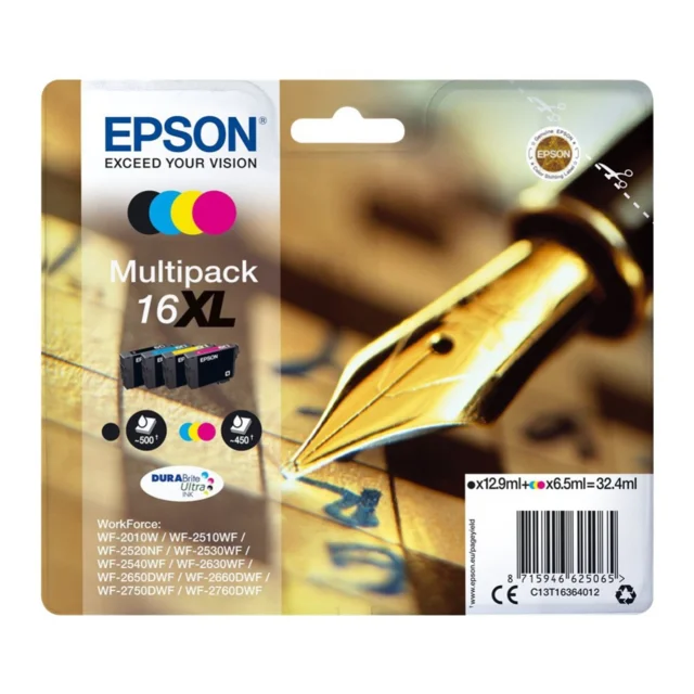Epson Multipack 4-colours 16XL DURABrite Ultra Ink, Negro, Cian, Magenta, Amarillo, Epson, WF-2010W, WF-2510WF, WF-2520NF, WF-25
Epson Multipack 4-colours 16XL DURABrite Ultra Ink, Negro, Cian, Magenta, Amarillo, Epson, WF-2010W, WF-2510WF, WF-2520NF, WF-25