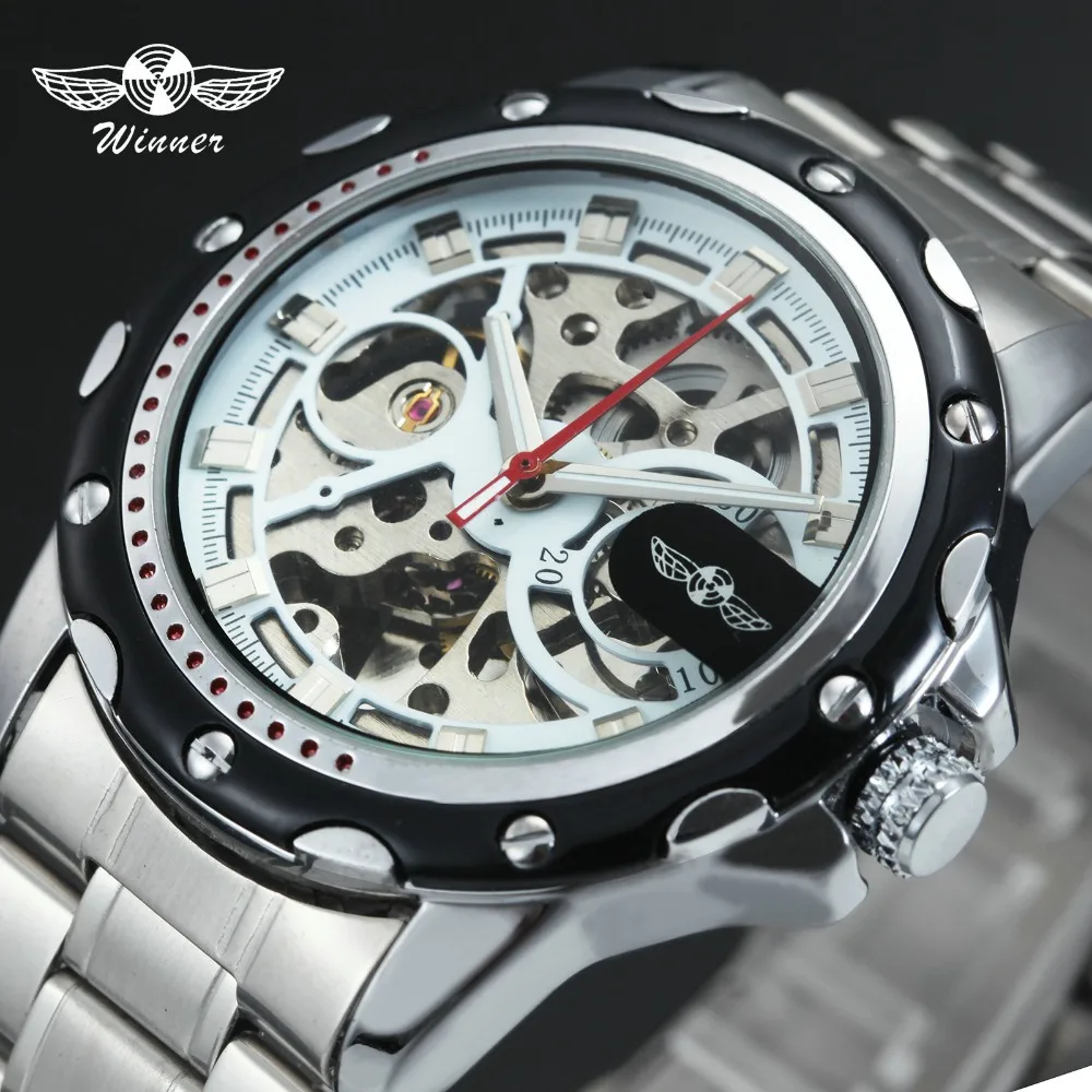 WINNER Official Fashion Automatic Mechanical Skeleton Mens Watches Top Brand Luxury Stainless Steel Casual Dress Wrist Watch
WINNER Official Fashion Automatic Mechanical Skeleton Mens Watches Top Brand Luxury Stainless Steel Casual Dress Wrist Watch