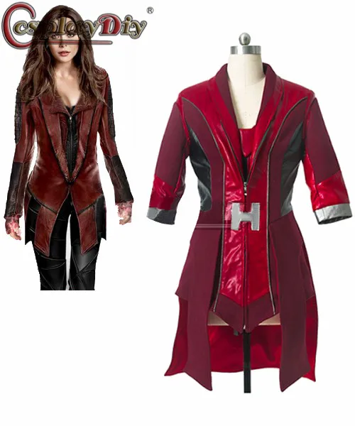 

Cosplaydiy Avengers: Age Of Ultron Scarlet Witch Jacket Cosplay Costume Wanda Django Maximoff Coat Women Halloween Custom Made