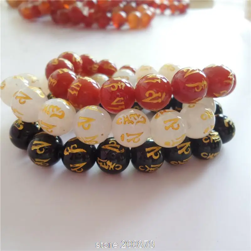 BB-477 Tibetan Mantras Bracelet 12mm Natural Red Black White Carnelian Round Beaded Stretch Bangles
BB-477 Tibetan Mantras Bracelet 12mm Natural Red Black White Carnelian Round Beaded Stretch Bangles