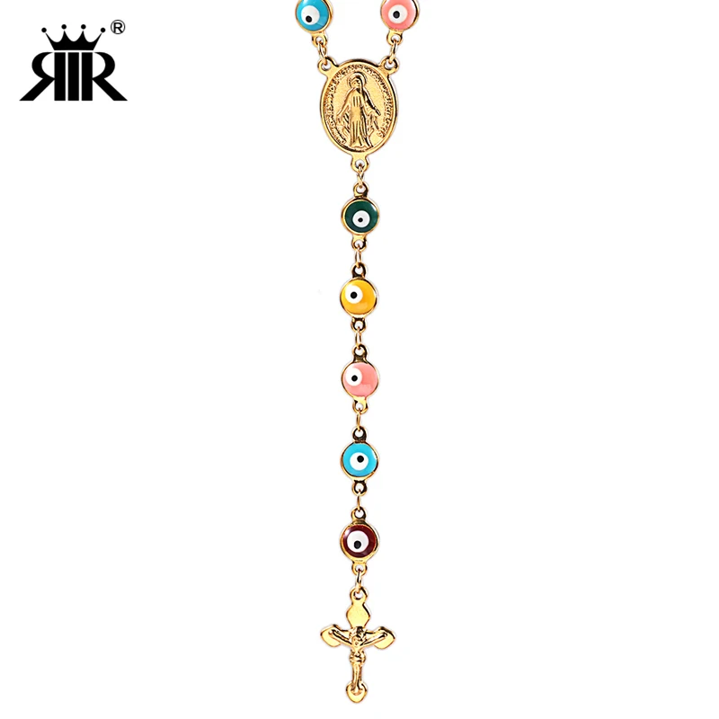 RIR Jesus Christ Cross Evil Eye Bead Catholic Religious Rosary Long Crucifixes Necklace Stainless Steel Men Women
RIR Jesus Christ Cross Evil Eye Bead Catholic Religious Rosary Long Crucifixes Necklace Stainless Steel Men Women