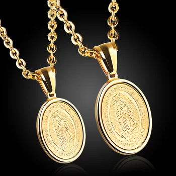 5Pairs/Lot The Virgin Mary Pendant Necklace Stainless Steel Jewelry Gold Color Couple Necklaces For Women Men Jewellery Collier 
5Pairs/Lot The Virgin Mary Pendant Necklace Stainless Steel Jewelry Gold Color Couple Necklaces For Women Men Jewellery Collier