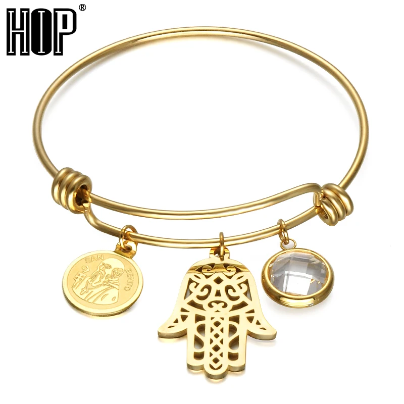 HIP Hamsa Fatima Hand Lucky Bracelets SAN BENITO IP Gold Plating Stainless Steel Bracelets & Bangles for Women Men Jewelry
HIP Hamsa Fatima Hand Lucky Bracelets SAN BENITO IP Gold Plating Stainless Steel Bracelets & Bangles for Women Men Jewelry