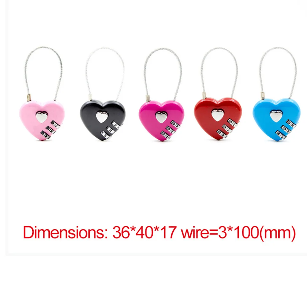 Exquisite Wire Rope Combination Digital Padlock Travel Bag Heart Password Lock Mini Coded Keyed Backpack Handbag Drawer
Exquisite Wire Rope Combination Digital Padlock Travel Bag Heart Password Lock Mini Coded Keyed Backpack Handbag Drawer