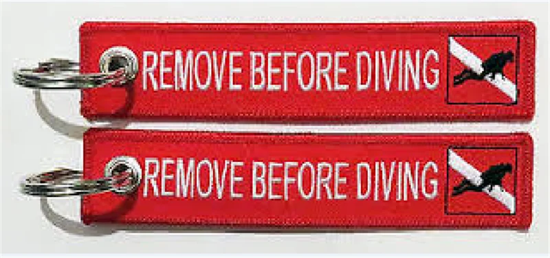 Remove Before Diving Scuba Embroidery Keychain Keyring Key Ring Key Chain Key FOB
Remove Before Diving Scuba Embroidery Keychain Keyring Key Ring Key Chain Key FOB
