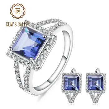 GEM'S BALLET Natural Iolite Blue Mystic Quartz Gemstone Jewelry Set 925 Sterling Silver Earrings Ring Set For Women Fine Jewelry
GEM'S BALLET Natural Iolite Blue Mystic Quartz Gemstone Jewelry Set 925 Sterling Silver Earrings Ring Set For Women Fine Jewelry