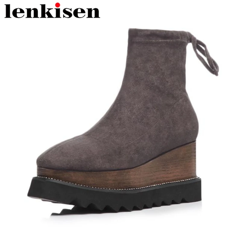Lenkisen platform square toe high bottom flock european style slip on holiday shopping women autumn winter brand ankle boots L43
Lenkisen platform square toe high bottom flock european style slip on holiday shopping women autumn winter brand ankle boots L43