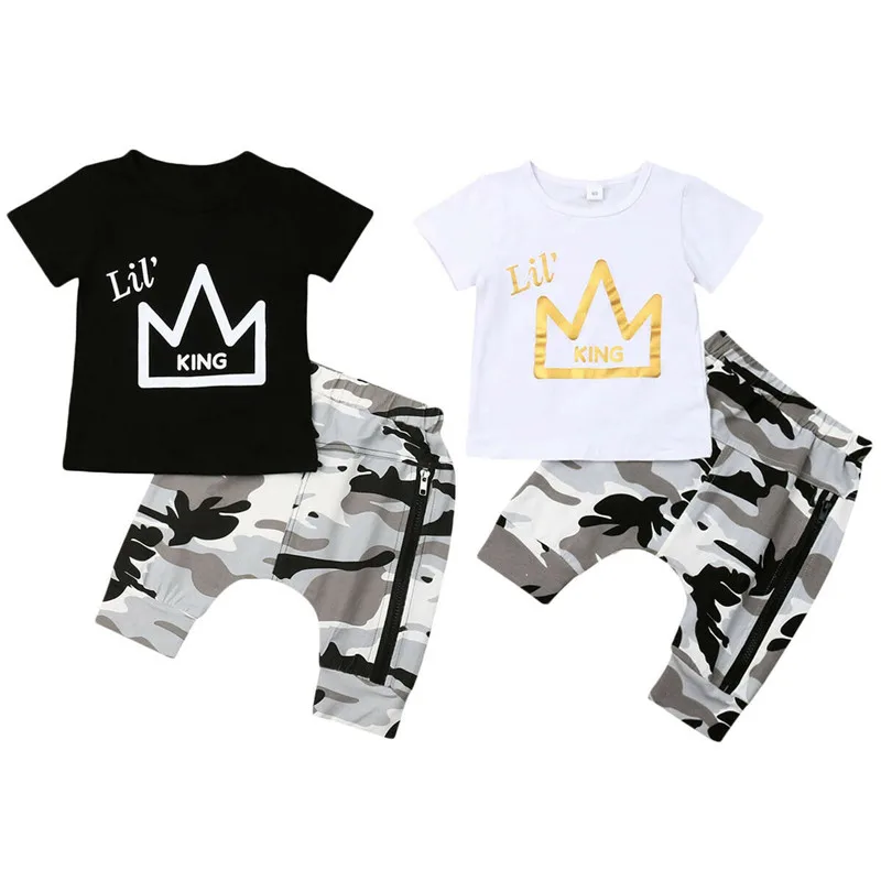 0-5Y Kids Baby Boy Outfits Streetwear Summer Kids Boy Letter Short Sleeve Tops+Camo Pants 2Pcs Clothing Cotton Sets
0-5Y Kids Baby Boy Outfits Streetwear Summer Kids Boy Letter Short Sleeve Tops+Camo Pants 2Pcs Clothing Cotton Sets