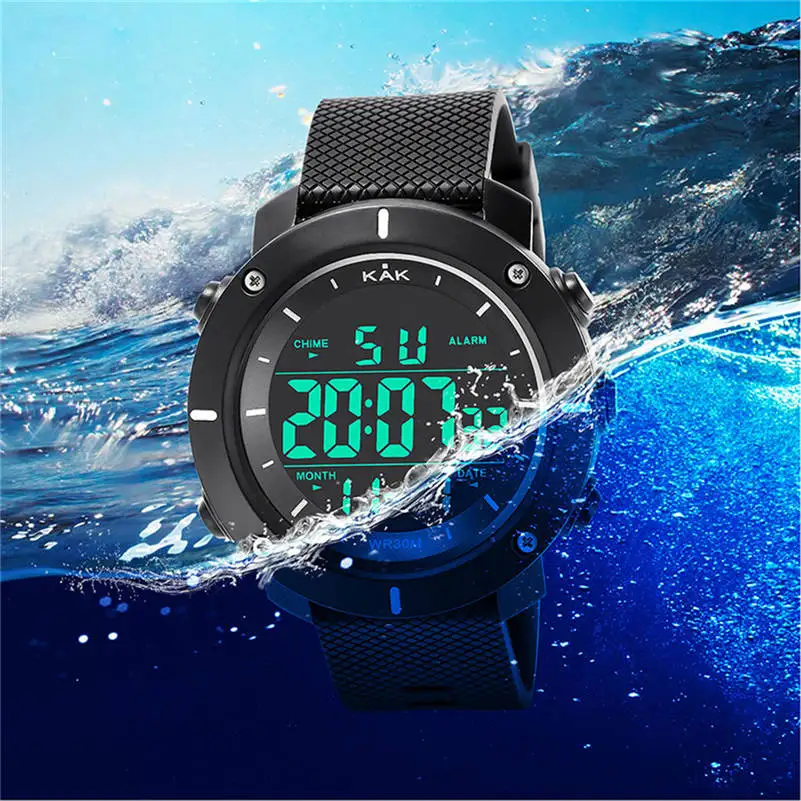 KAK Brand 2019 LED Waterproof Sport Watch Fashion Sports Watch Military Electronic Digital Mens Watches Relogio Masculino 661D5
KAK Brand 2019 LED Waterproof Sport Watch Fashion Sports Watch Military Electronic Digital Mens Watches Relogio Masculino 661D5