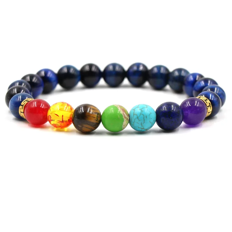 2019 New Colorful chakra single-turn elastic bracelet Natural tiger eye stone beads bracelet for men women gift Hot Jewelry
2019 New Colorful chakra single-turn elastic bracelet Natural tiger eye stone beads bracelet for men women gift Hot Jewelry