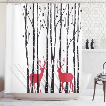 Antlers Decor Shower Curtain Set Deer Tree Forest Backdrop with Red Holiday Theme Flying Birds Leaves Branch Reindeer
Antlers Decor Shower Curtain Set Deer Tree Forest Backdrop with Red Holiday Theme Flying Birds Leaves Branch Reindeer