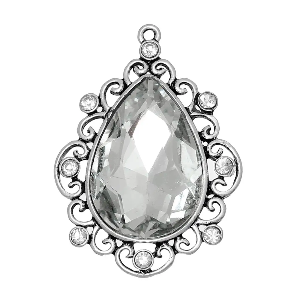 Charm Pendants Teardrop Antique Silver Pattern Clear Rhinestone With Glass Cabochons 46mmx34mm,1 PC new
Charm Pendants Teardrop Antique Silver Pattern Clear Rhinestone With Glass Cabochons 46mmx34mm,1 PC new