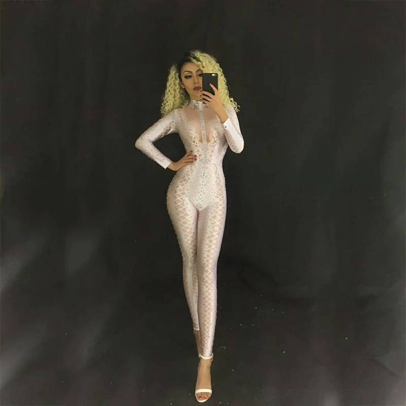 White & Black & Yellow Women Sexy Grid Jumpsuit Sprakling Crystals Bodysuit Nightclub Party Bodysuit Stage Wear Costume
White & Black & Yellow Women Sexy Grid Jumpsuit Sprakling Crystals Bodysuit Nightclub Party Bodysuit Stage Wear Costume