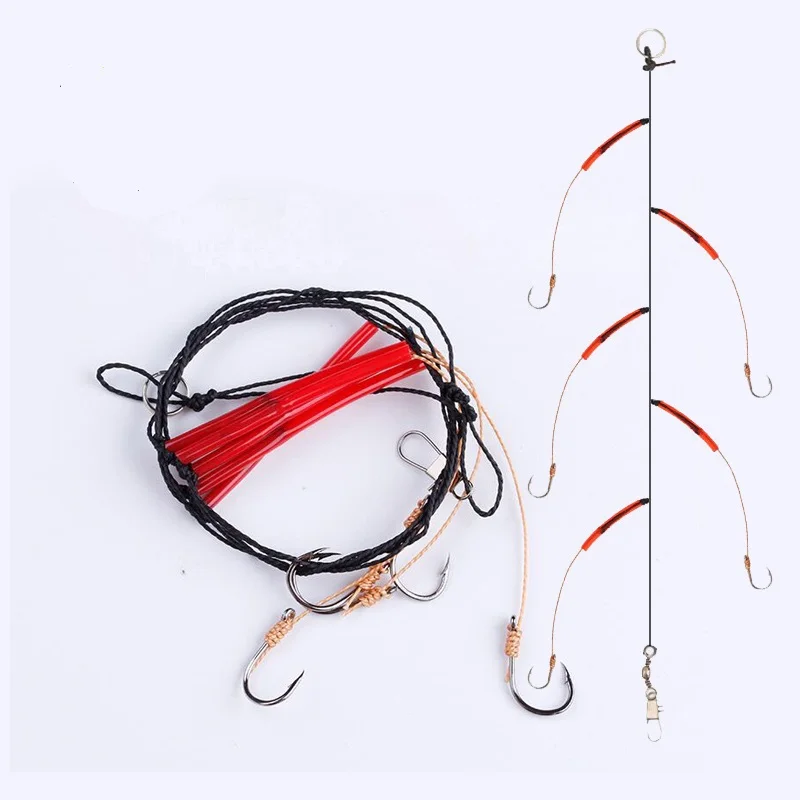 String hook 2pcs/lot 5# 6# 7# 8# 9# 10# 11# 12# 13# 14# High Carbon Steel with 5 Small Hook Rigs Swivel Sea Fishing Tackle
String hook 2pcs/lot 5# 6# 7# 8# 9# 10# 11# 12# 13# 14# High Carbon Steel with 5 Small Hook Rigs Swivel Sea Fishing Tackle