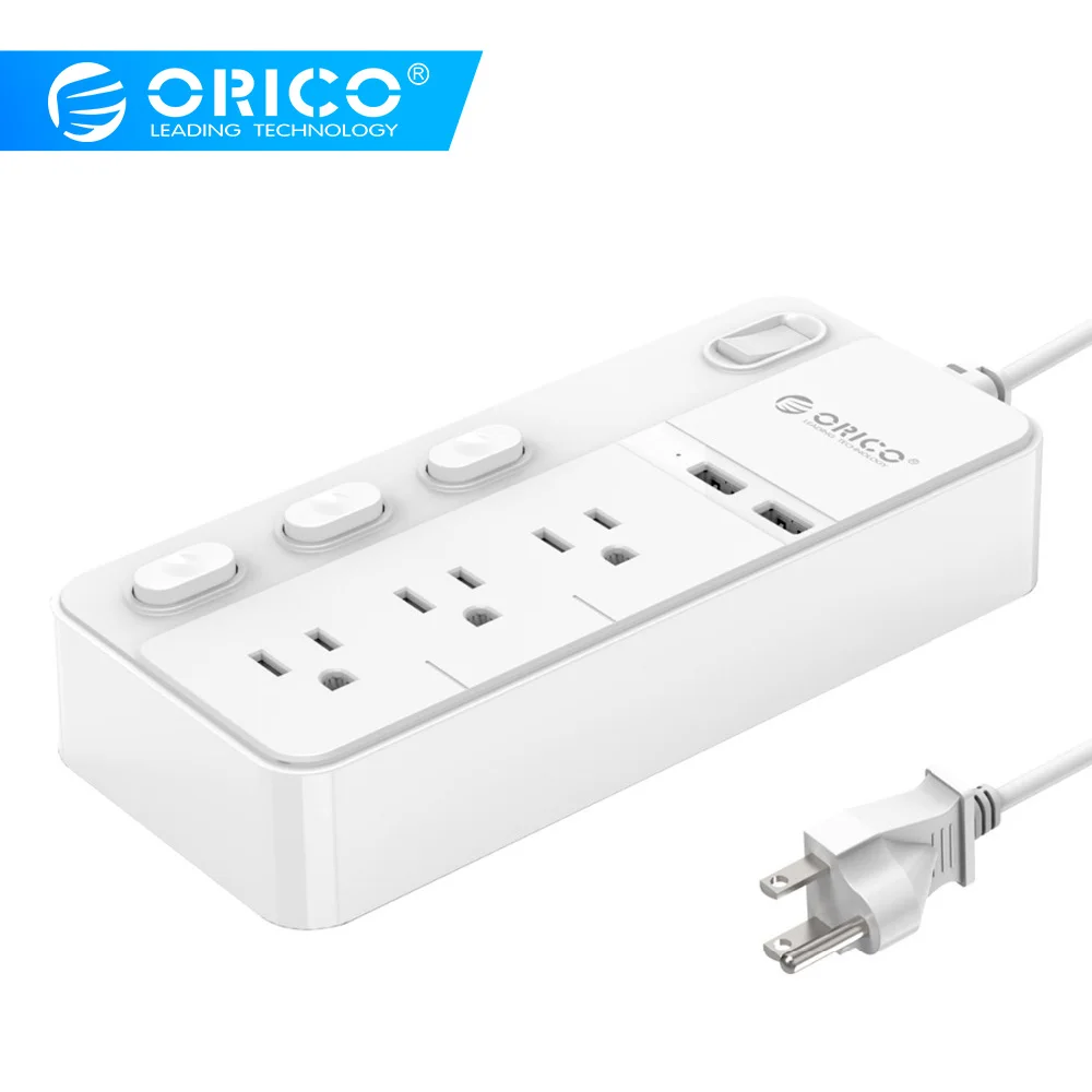 ORICO Power Strip US Plug Extension AC Socket Outlet Surge Protector Power Strip With 2 Port USB Charger Ports
ORICO Power Strip US Plug Extension AC Socket Outlet Surge Protector Power Strip With 2 Port USB Charger Ports