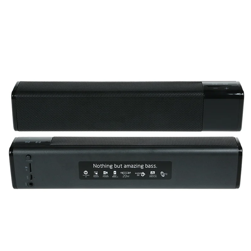 VTIN Wireless Bluetooth 5.0 Speaker Portable Soundbar Super Bass Stereo Loudspeaker Long-Standby with Touch NFC Black AUX (3)