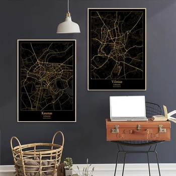Kaunas Vilnius Lithuania City Map Black and Gold Map Canvas Art Print Wall Pictures for Living Room No Frame
Kaunas Vilnius Lithuania City Map Black and Gold Map Canvas Art Print Wall Pictures for Living Room No Frame
