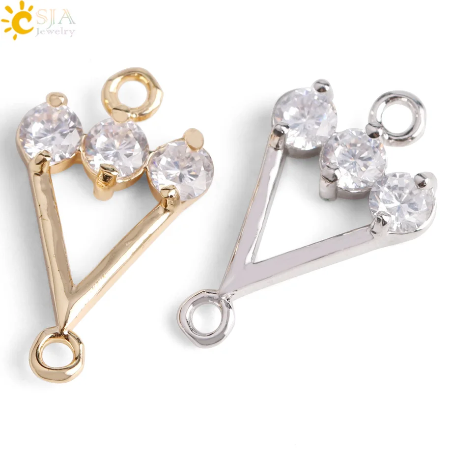 CSJA Triangle Cubic Zirconia Small Beads for Jewelry Making Gold Silver Color Double Holes Connector Charms Handcrafting S432
CSJA Triangle Cubic Zirconia Small Beads for Jewelry Making Gold Silver Color Double Holes Connector Charms Handcrafting S432