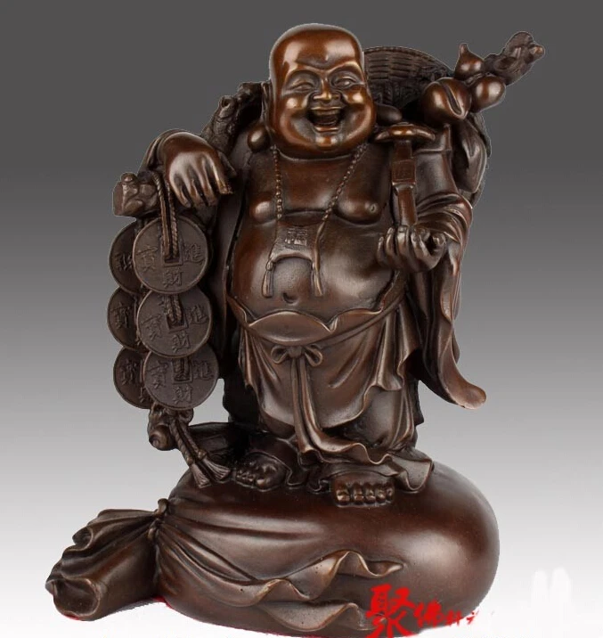 Chinese Bronze Yuanbao Wealth Coin Money Ruyi Happy Laugh Maitreya Buddha Statue
Chinese Bronze Yuanbao Wealth Coin Money Ruyi Happy Laugh Maitreya Buddha Statue