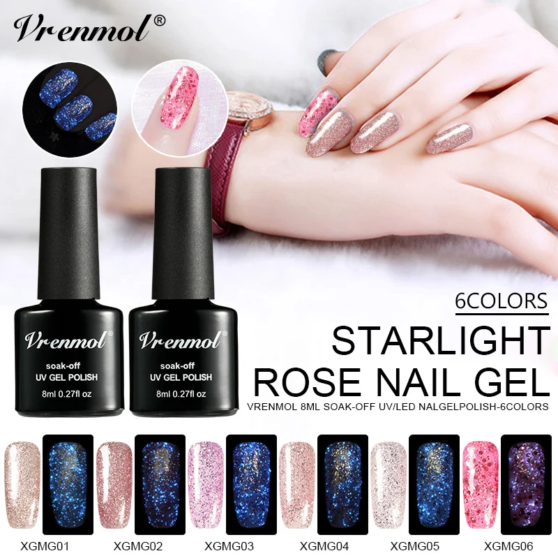 Vrenmol 3D Glitter Fluorescent Night Glow In Dark Nail Gel Polish Lacquer Luminous Rose Gold Nail Gel Starry LED UV Lamp
Vrenmol 3D Glitter Fluorescent Night Glow In Dark Nail Gel Polish Lacquer Luminous Rose Gold Nail Gel Starry LED UV Lamp