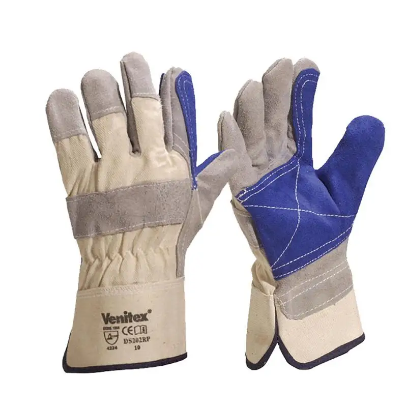 Image Leather Canvas Abrasion Safety Working Protective Leather Welding Gloves Welder Gloves