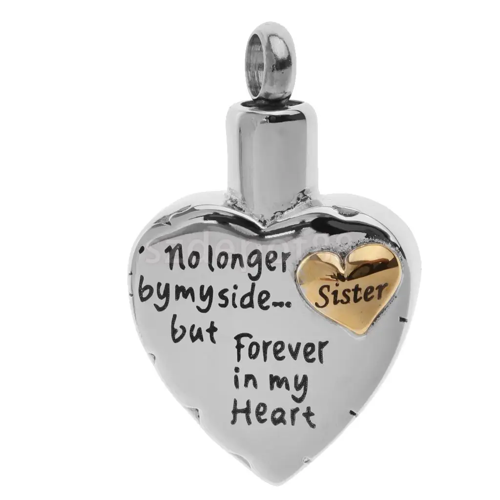 Dad Mom Son Sister Daughter Family Members Love Heart Cremation Urn Stainless Steel Pendant Forever In My Heart