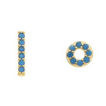 Geomtric blue stone paved round bar stick stud mismatch minimal 925 sterling silver vermeil earring
Geomtric blue stone paved round bar stick stud mismatch minimal 925 sterling silver vermeil earring