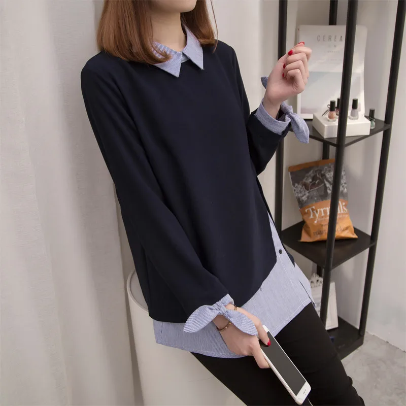 Hodisytian Spring New Fashion Women Shirts Casual Patchwork Loose Blusas Mujer Long Sleeve Blouse Shirt Fake 2 Pieces Plus Size
Hodisytian Spring New Fashion Women Shirts Casual Patchwork Loose Blusas Mujer Long Sleeve Blouse Shirt Fake 2 Pieces Plus Size