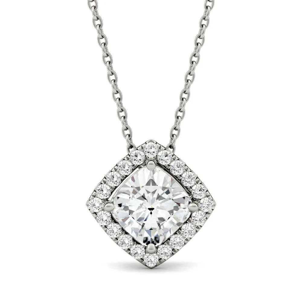 Moissanite Simple Halo Pendant Necklace Chains Cushion Floating Charms Necklaces 18K Solid White Gold for Women Jewelry
Moissanite Simple Halo Pendant Necklace Chains Cushion Floating Charms Necklaces 18K Solid White Gold for Women Jewelry