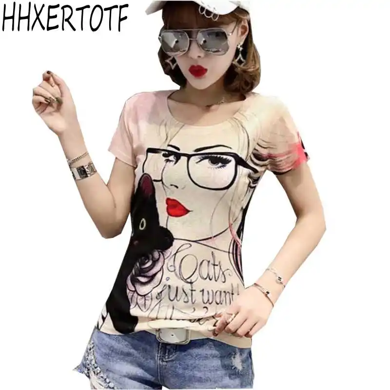 New 2019 Summer Fashion Women Print T Shirt Women Cotton O-neck Short Sleeve Tops For Women Korean version
New 2019 Summer Fashion Women Print T Shirt Women Cotton O-neck Short Sleeve Tops For Women Korean version