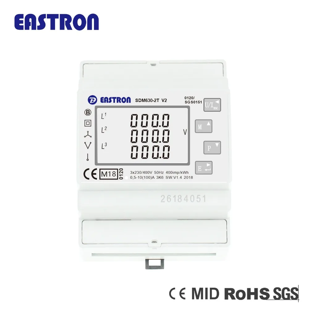 SDM630-2T V2 MID, 100A Direct Connected, Dual Input Multifunction Power Meter for Lighting and Power, RS485 Modbus,MID Approved
SDM630-2T V2 MID, 100A Direct Connected, Dual Input Multifunction Power Meter for Lighting and Power, RS485 Modbus,MID Approved