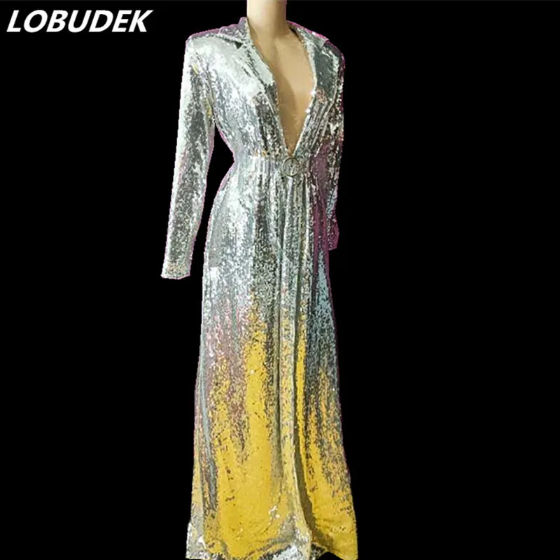 Lengthen Silver Sequins Long Coat Female Singer Concert Costume Bar Nightclub DJ Dancer Party Stage Wear Sequined Cloak Overcoat
Lengthen Silver Sequins Long Coat Female Singer Concert Costume Bar Nightclub DJ Dancer Party Stage Wear Sequined Cloak Overcoat