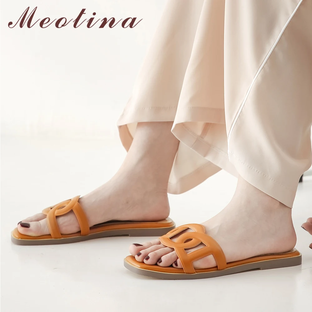 Meotina Summer Shoes Women Slippers Natural Genuine Leather Flat Shoes Cow Leather Open Toe Slides Female Sandals New Size 34-39
Meotina Summer Shoes Women Slippers Natural Genuine Leather Flat Shoes Cow Leather Open Toe Slides Female Sandals New Size 34-39