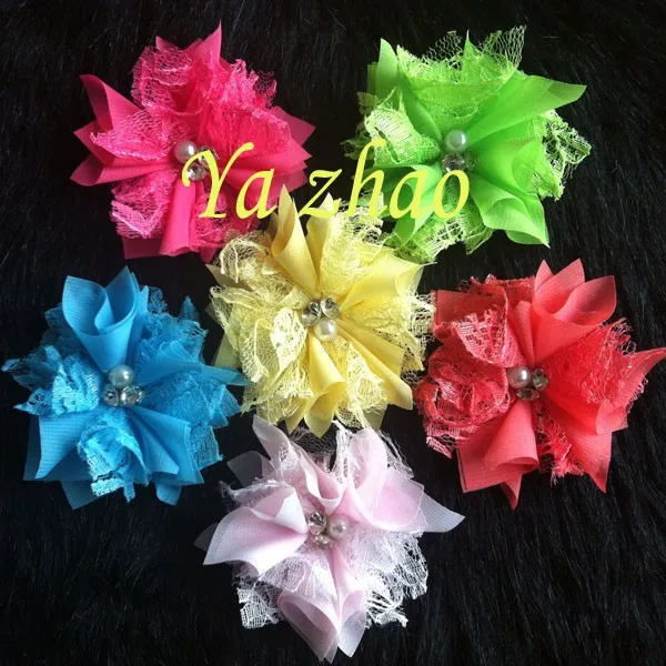240pcs/lot, 2.8" Chiffon Lace Flower with pearl & rhinestone for headbands, wedding, clothing 12color Free shipping
240pcs/lot, 2.8" Chiffon Lace Flower with pearl & rhinestone for headbands, wedding, clothing 12color Free shipping