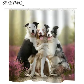 Dog Family Shower Curtain Fabric Rideau De Douche Black White Dog Pet Bathroom Curtain Douche Gordijn Purple Flower Cortina
Dog Family Shower Curtain Fabric Rideau De Douche Black White Dog Pet Bathroom Curtain Douche Gordijn Purple Flower Cortina