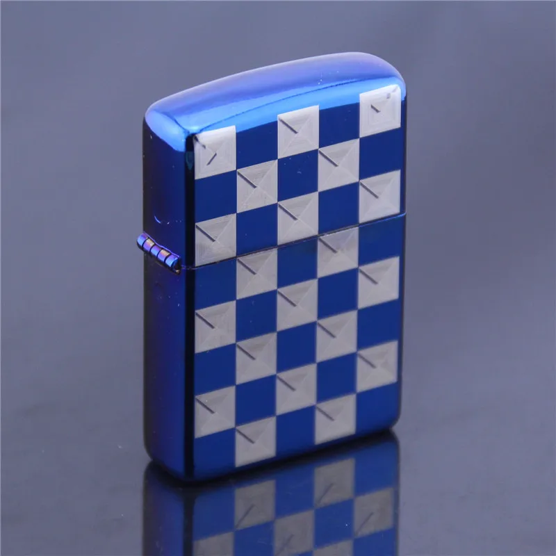 

Blue lattice Gas Cigarette Lighter Cigarettes Kerosene Flint Petrol Vintage Gasoline Lighter Oil Petrol Refillable