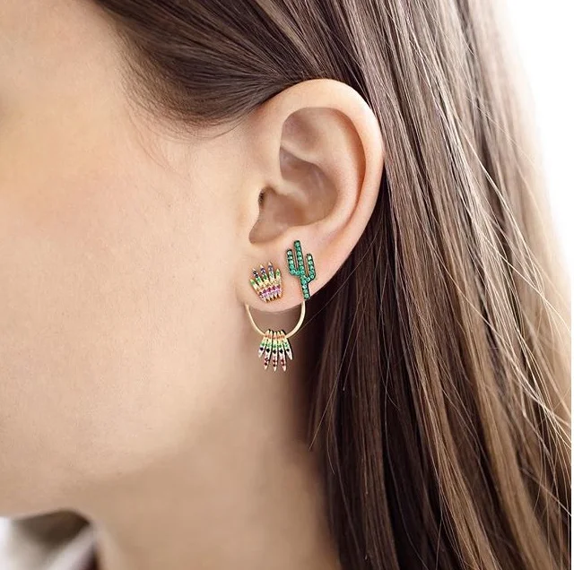 rainbow cz crown stud earring for women Gold colorful cz double side front back fashion trendy earrings
rainbow cz crown stud earring for women Gold colorful cz double side front back fashion trendy earrings