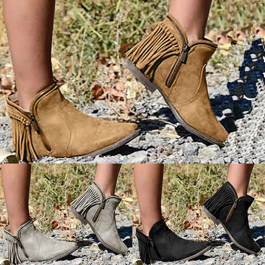 Women's Boots Fashion Retro Ladies Tassel Low-heele Zipper Non-Slip Roman Shoes Short Boots Female Comfortable Shoes M50#
Women's Boots Fashion Retro Ladies Tassel Low-heele Zipper Non-Slip Roman Shoes Short Boots Female Comfortable Shoes M50#