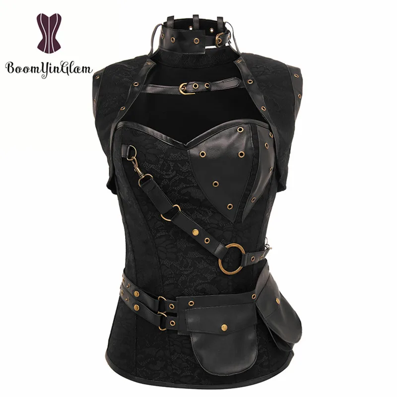 Free shipping rivets and zipper women clothing cowgirls corselet steel boned support black steampunk corset with jacket 926#
Free shipping rivets and zipper women clothing cowgirls corselet steel boned support black steampunk corset with jacket 926#