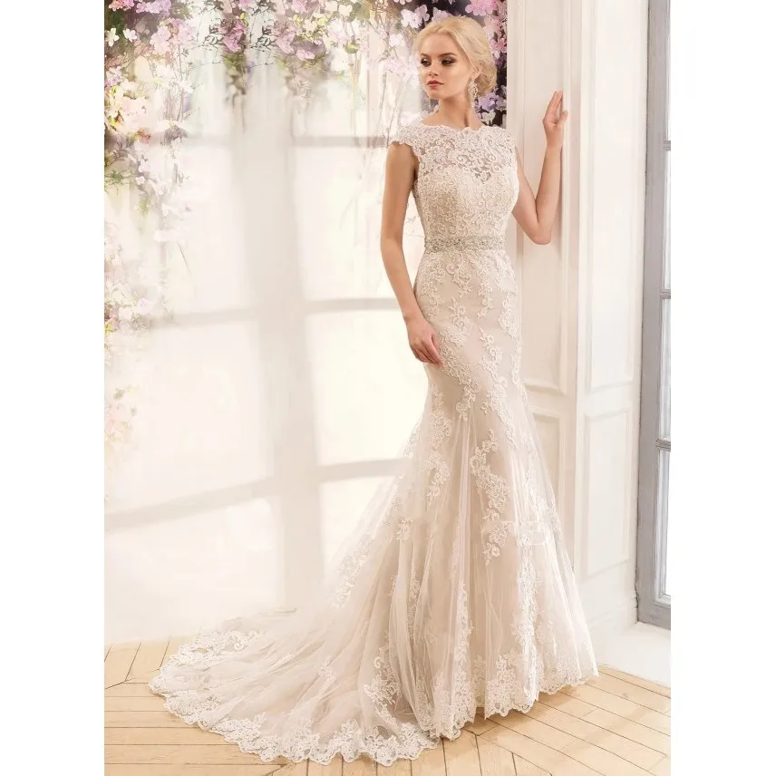 New Arrival Ivory Lace Mermaid Wedding Dress Sexy Backless Cap Sleeve Beaded Waist Court Train Bridal Gown With Bow trouwjurk
New Arrival Ivory Lace Mermaid Wedding Dress Sexy Backless Cap Sleeve Beaded Waist Court Train Bridal Gown With Bow trouwjurk