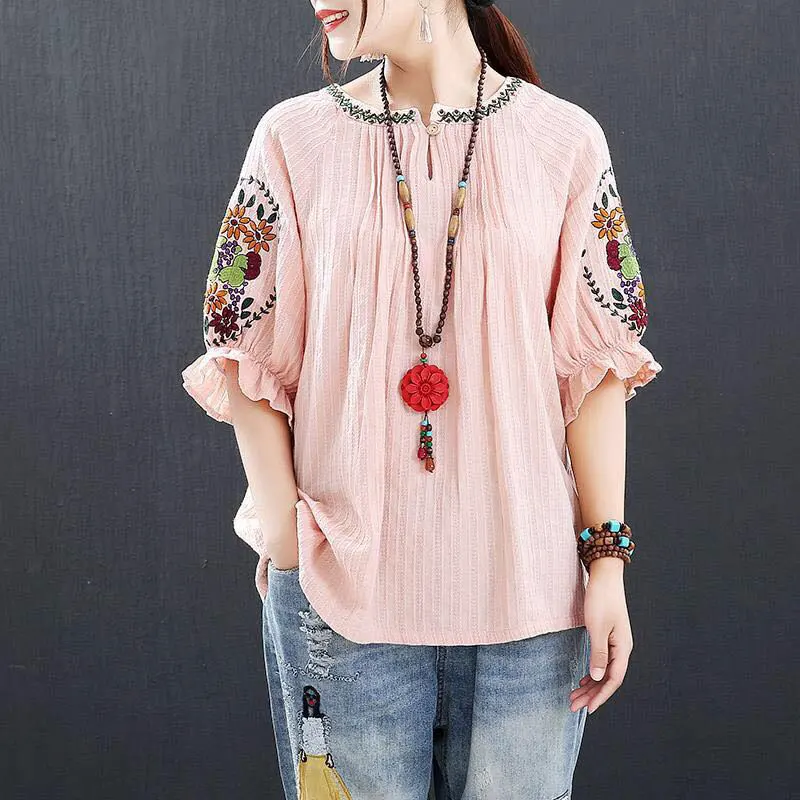 F&je Summer Women T-shirt Plus Size Half Sleeve Seiko Floral Embroidery Loose Tee Shirt Femme Cotton Vintage Tshirt Tops Big D10
F&je Summer Women T-shirt Plus Size Half Sleeve Seiko Floral Embroidery Loose Tee Shirt Femme Cotton Vintage Tshirt Tops Big D10