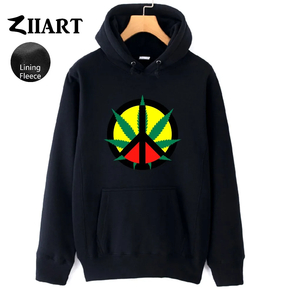 

Man hoodie Cotton Peace Sign reggae Regge leaf Rasta plant Jamaica red Boys male fleece polyester couple clothes autumn winter