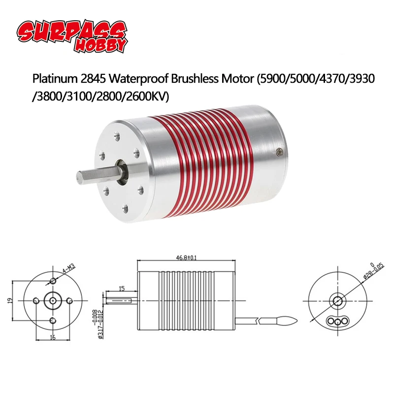 SURPASSHOBBY Platinum Waterproof Series 2845 4370KV 3930KV 3100KV Brushless Motor for Wltoys 12428 HG P601 1/14 1/12 RC Car
SURPASSHOBBY Platinum Waterproof Series 2845 4370KV 3930KV 3100KV Brushless Motor for Wltoys 12428 HG P601 1/14 1/12 RC Car