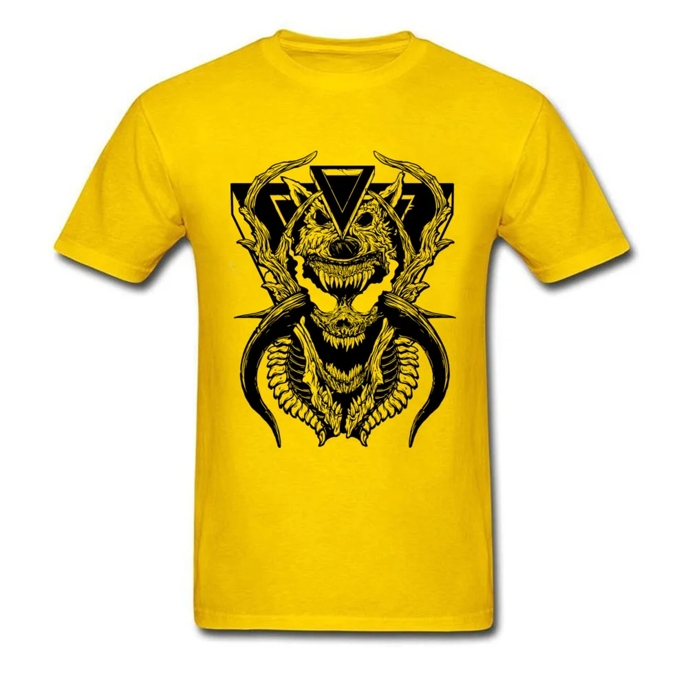 Demon Wolf Funny Labor Day 100% Cotton O Neck Man Tees Casual Clothing Shirt Prevailing Short Sleeve T-shirts Drop Shipping Demon Wolf yellow